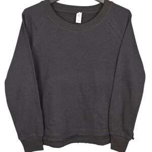 Alternative Apparel Sweatshirt Womens XS Black Raw Hem Fleece Crewneck Soft New
